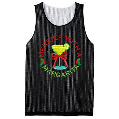 Merrier With A Margarita Christmas Drinking Margarita Lover Mesh Reversible Basketball Jersey Tank