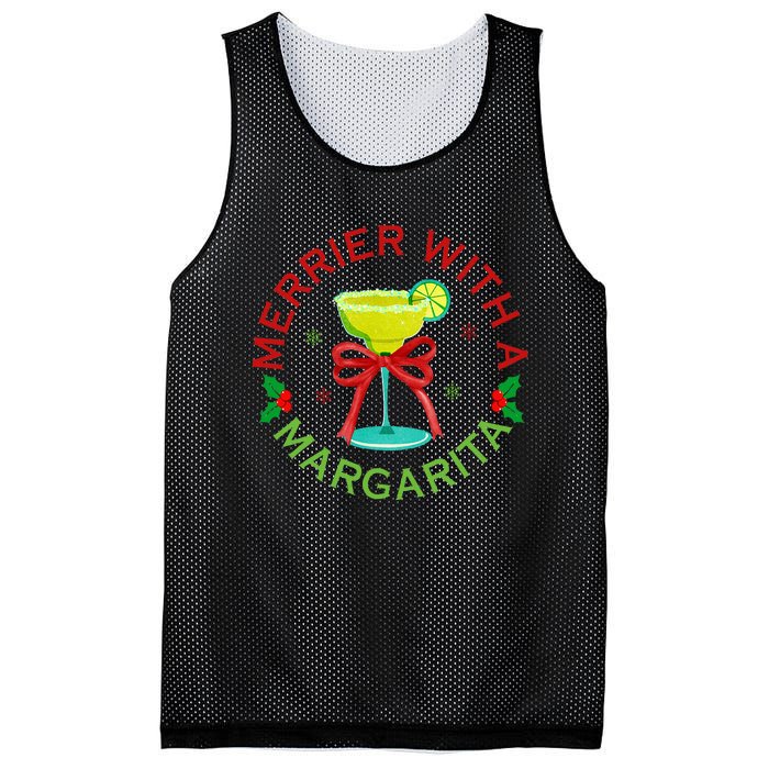 Merrier With A Margarita Christmas Drinking Margarita Lover Mesh Reversible Basketball Jersey Tank