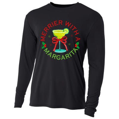 Merrier With A Margarita Christmas Drinking Margarita Lover Cooling Performance Long Sleeve Crew