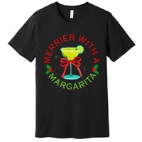 Merrier With A Margarita Christmas Drinking Margarita Lover Premium T-Shirt