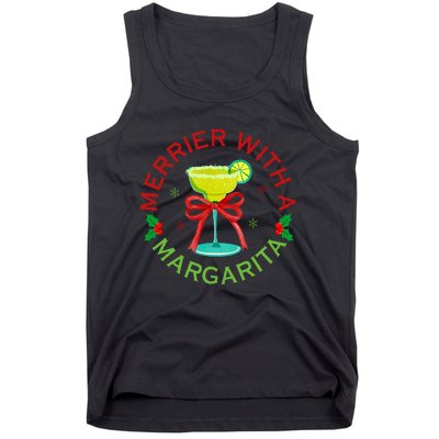 Merrier With A Margarita Christmas Drinking Margarita Lover Tank Top