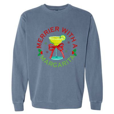 Merrier With A Margarita Christmas Drinking Margarita Lover Garment-Dyed Sweatshirt