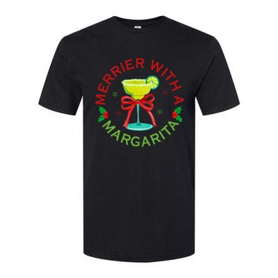 Merrier With A Margarita Christmas Drinking Margarita Lover Softstyle CVC T-Shirt