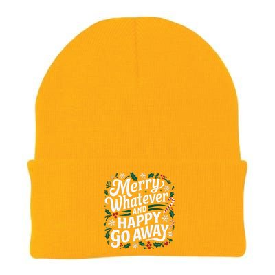 Merry Whatever And Happy Go Away Christmas Funny Quote Knit Cap Winter Beanie