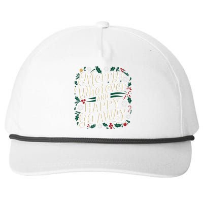 Merry Whatever And Happy Go Away Christmas Funny Quote Snapback Five-Panel Rope Hat