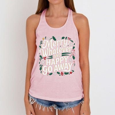 Merry Whatever And Happy Go Away Christmas Funny Quote Women's Knotted Racerback Tank