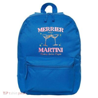 Merrier With A Martini Making Spirits Bright Gift 16 in Basic Backpack