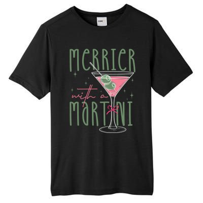 Merrier With A Martini Martini Cocktail Glasses Xmas Pajamas Gift Tall Fusion ChromaSoft Performance T-Shirt