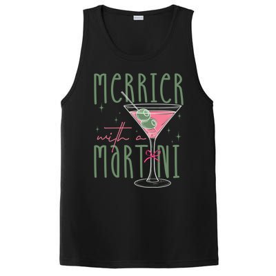 Merrier With A Martini Martini Cocktail Glasses Xmas Pajamas Gift PosiCharge Competitor Tank