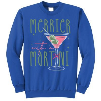 Merrier With A Martini Martini Cocktail Glasses Xmas Pajamas Gift Sweatshirt