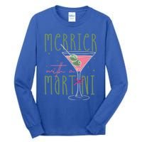 Merrier With A Martini Martini Cocktail Glasses Xmas Pajamas Gift Tall Long Sleeve T-Shirt