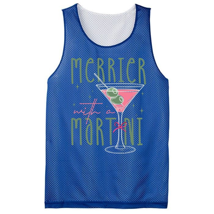 Merrier With A Martini Martini Cocktail Glasses Xmas Pajamas Gift Mesh Reversible Basketball Jersey Tank