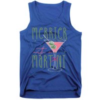 Merrier With A Martini Martini Cocktail Glasses Xmas Pajamas Gift Tank Top