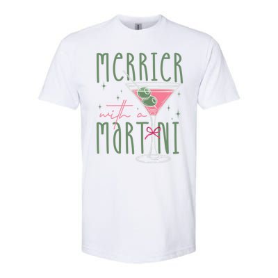 Merrier With A Martini Martini Cocktail Glasses Xmas Pajamas Gift Softstyle CVC T-Shirt