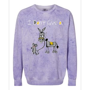 Mouse Walking A Donkey I DonT Give Rats Ass Mouse Colorblast Crewneck Sweatshirt