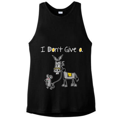 Mouse Walking A Donkey I DonT Give Rats Ass Mouse Ladies PosiCharge Tri-Blend Wicking Tank