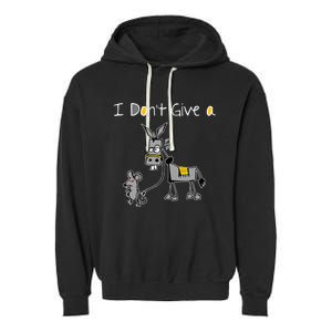 Mouse Walking A Donkey I DonT Give Rats Ass Mouse Garment-Dyed Fleece Hoodie