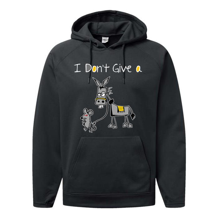 Mouse Walking A Donkey I DonT Give Rats Ass Mouse Performance Fleece Hoodie