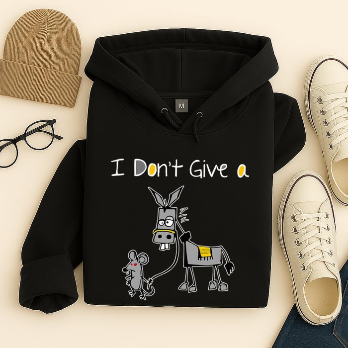 Mouse Walking A Donkey I DonT Give Rats Ass Mouse Hoodie
