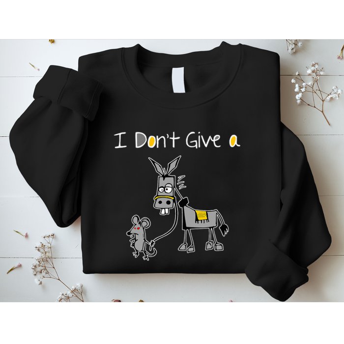 Mouse Walking A Donkey I DonT Give Rats Ass Mouse Sweatshirt
