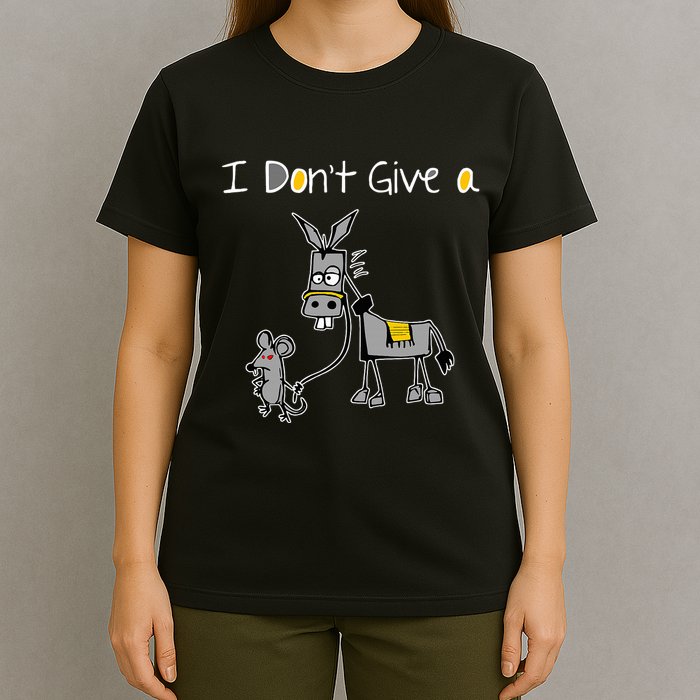 Mouse Walking A Donkey I DonT Give Rats Ass Mouse T-Shirt