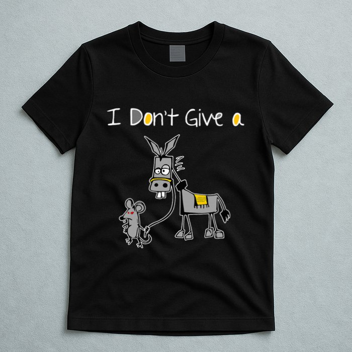 Mouse Walking A Donkey I DonT Give Rats Ass Mouse T-Shirt