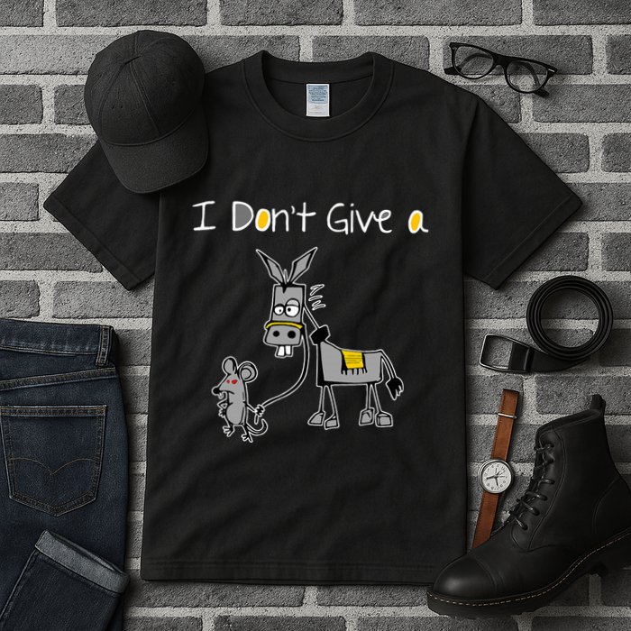 Mouse Walking A Donkey I DonT Give Rats Ass Mouse Tall T-Shirt