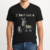 Mouse Walking A Donkey I DonT Give Rats Ass Mouse V-Neck T-Shirt