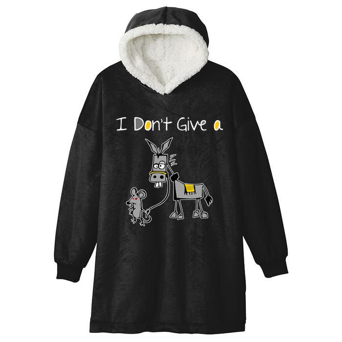 Mouse Walking A Donkey I DonT Give Rats Ass Mouse Hooded Wearable Blanket