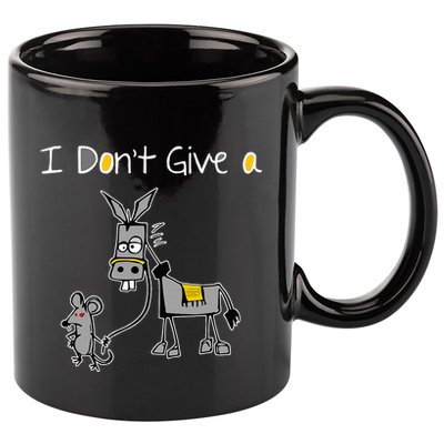 Mouse Walking A Donkey I DonT Give Rats Ass Mouse 11oz C Handle Ceramic Mug