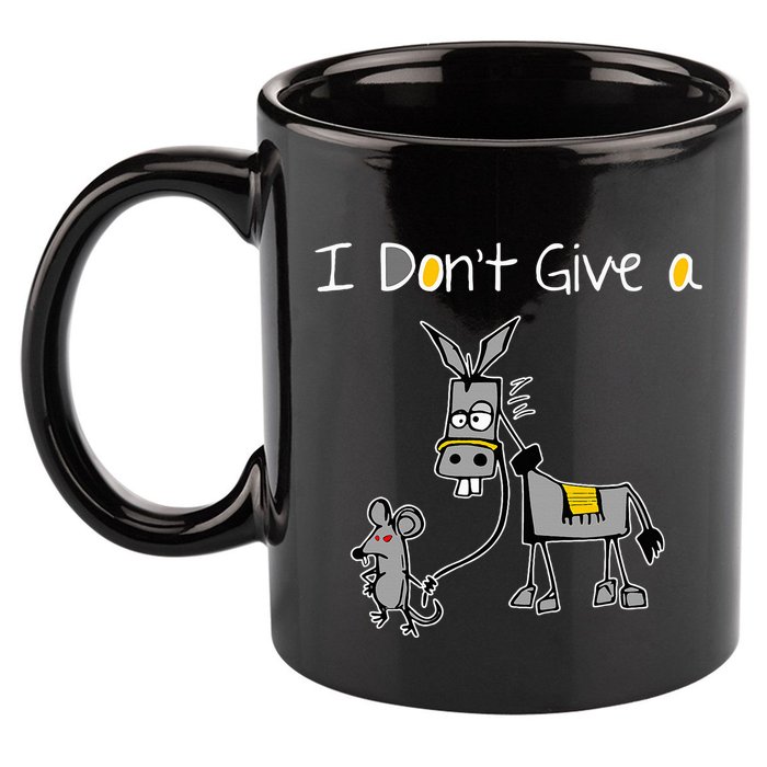 Mouse Walking A Donkey I DonT Give Rats Ass Mouse 11oz C Handle Ceramic Mug