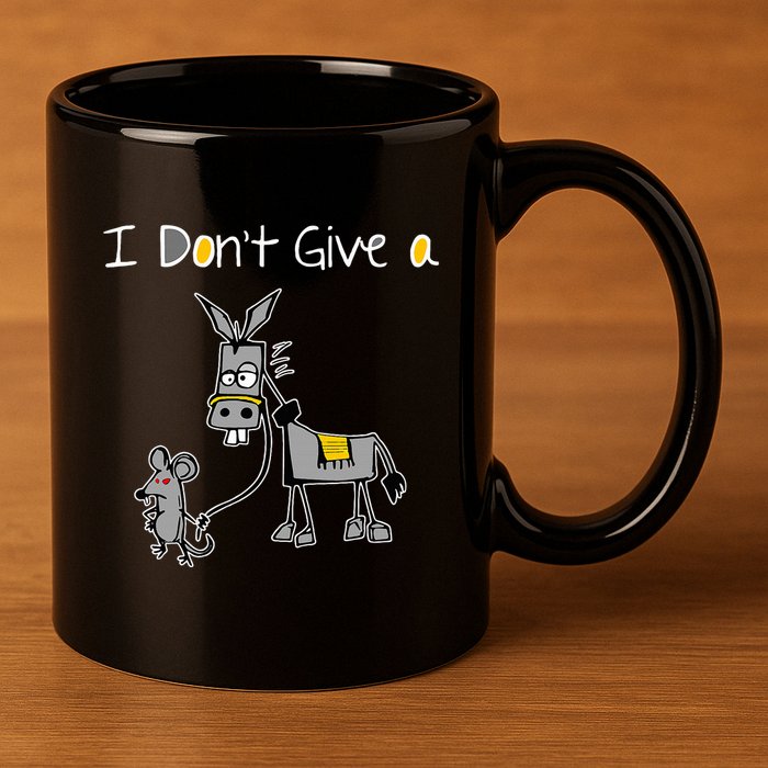 Mouse Walking A Donkey I DonT Give Rats Ass Mouse 11oz C Handle Ceramic Mug