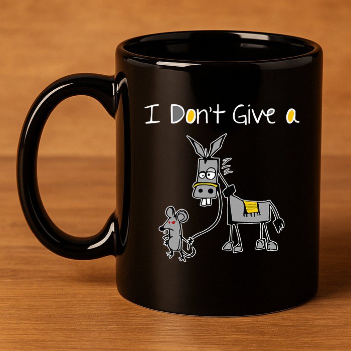Mouse Walking A Donkey I DonT Give Rats Ass Mouse 11oz C Handle Ceramic Mug
