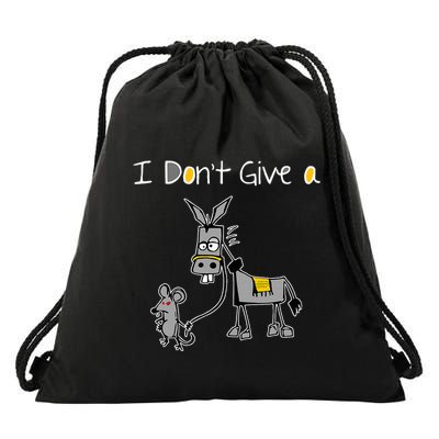Mouse Walking A Donkey I DonT Give Rats Ass Mouse Drawstring Bag