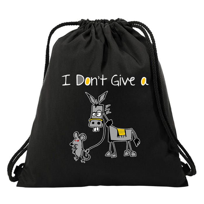 Mouse Walking A Donkey I DonT Give Rats Ass Mouse Drawstring Bag