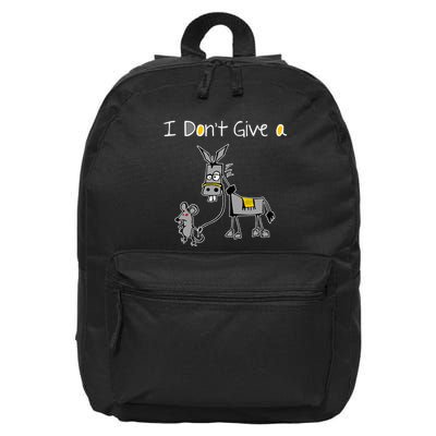 Mouse Walking A Donkey I DonT Give Rats Ass Mouse 16 in Basic Backpack