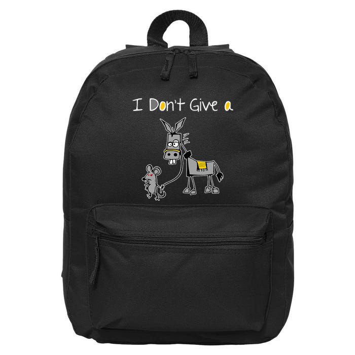 Mouse Walking A Donkey I DonT Give Rats Ass Mouse 16 in Basic Backpack