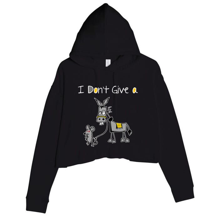 Mouse Walking A Donkey I DonT Give Rats Ass Mouse Crop Fleece Hoodie