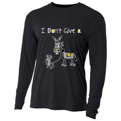 Mouse Walking A Donkey I DonT Give Rats Ass Mouse Cooling Performance Long Sleeve Crew