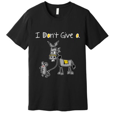 Mouse Walking A Donkey I DonT Give Rats Ass Mouse Premium T-Shirt