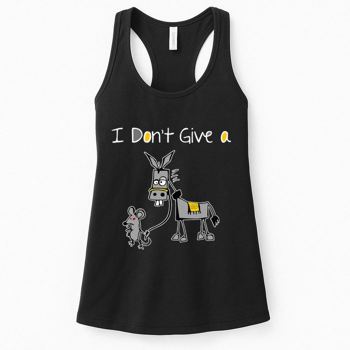 Mouse Walking A Donkey I DonT Give Rats Ass Mouse Womens Tank Top