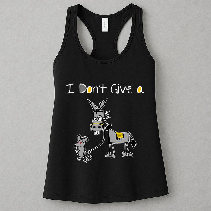 Mouse Walking A Donkey I DonT Give Rats Ass Mouse Womens Tank Top