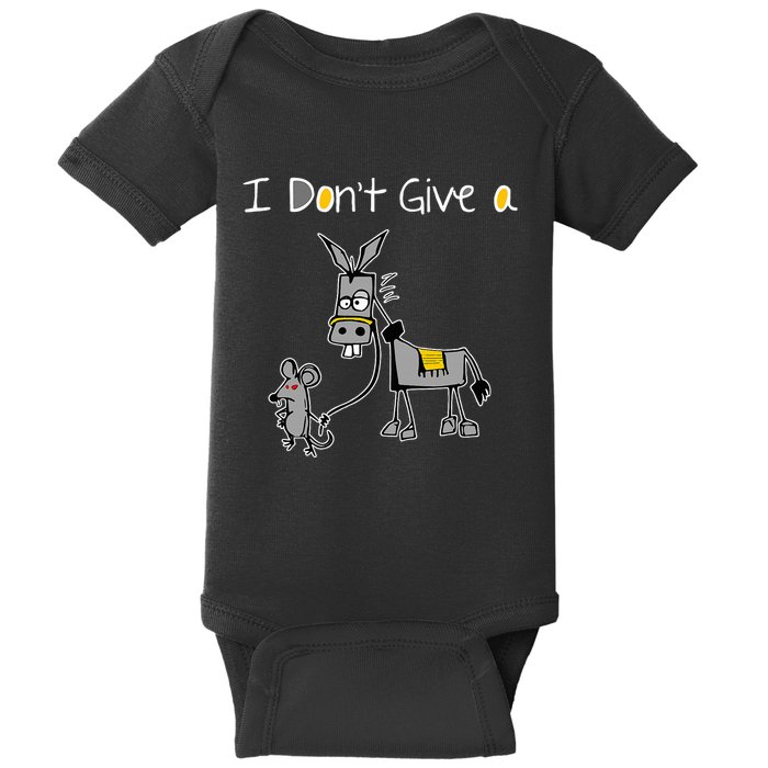 Mouse Walking A Donkey I DonT Give Rats Ass Mouse Baby Bodysuit