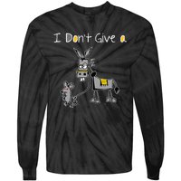 Mouse Walking A Donkey I DonT Give Rats Ass Mouse Tie-Dye Long Sleeve Shirt