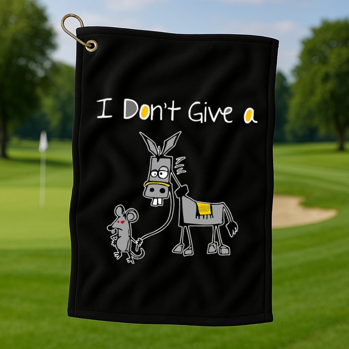 Mouse Walking A Donkey I DonT Give Rats Ass Mouse Golf Towel
