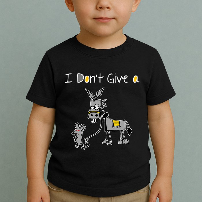 Mouse Walking A Donkey I DonT Give Rats Ass Mouse Toddler T-Shirt