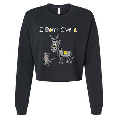 Mouse Walking A Donkey I DonT Give Rats Ass Mouse Cropped Pullover Crew