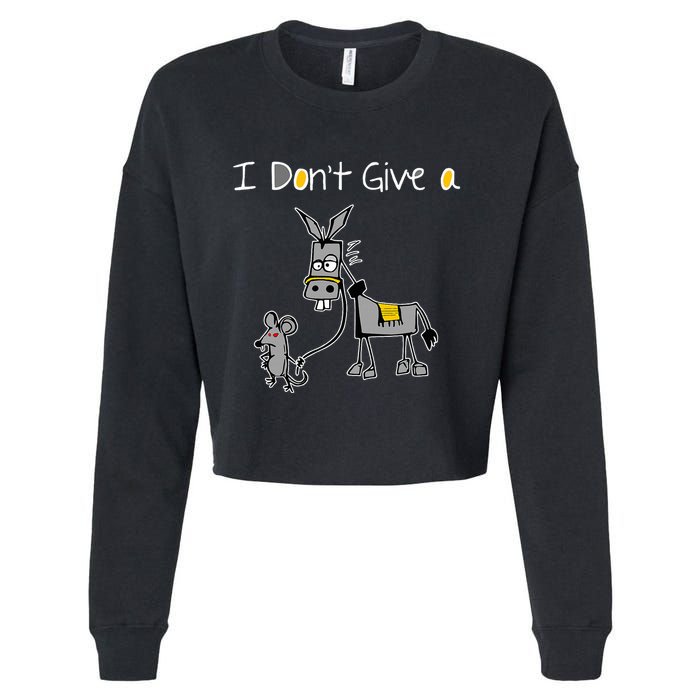 Mouse Walking A Donkey I DonT Give Rats Ass Mouse Cropped Pullover Crew