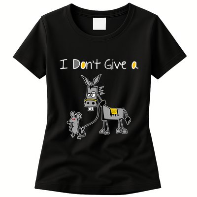 Mouse Walking A Donkey I DonT Give Rats Ass Mouse Womens T-Shirt