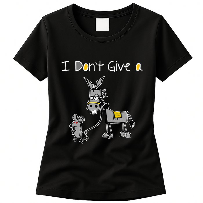 Mouse Walking A Donkey I DonT Give Rats Ass Mouse Womens T-Shirt